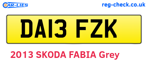 DA13FZK are the vehicle registration plates.