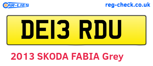 DE13RDU are the vehicle registration plates.