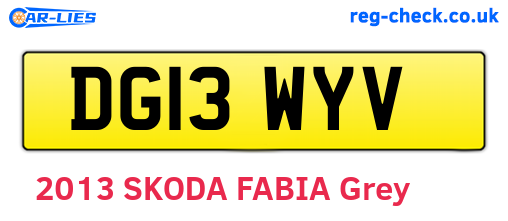 DG13WYV are the vehicle registration plates.