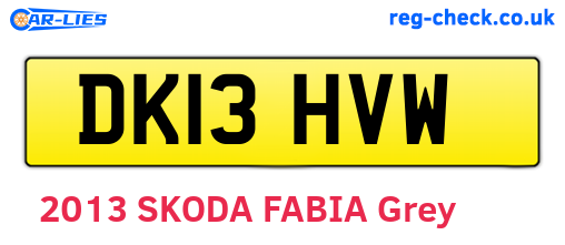 DK13HVW are the vehicle registration plates.