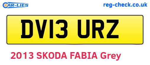 DV13URZ are the vehicle registration plates.