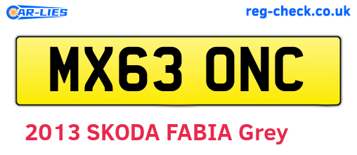 MX63ONC are the vehicle registration plates.