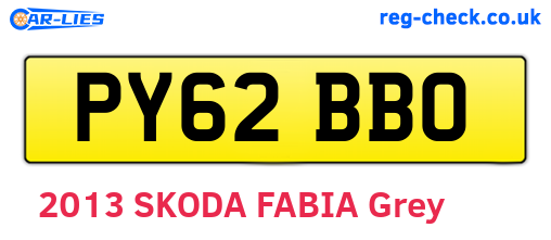 PY62BBO are the vehicle registration plates.