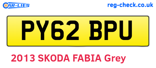 PY62BPU are the vehicle registration plates.