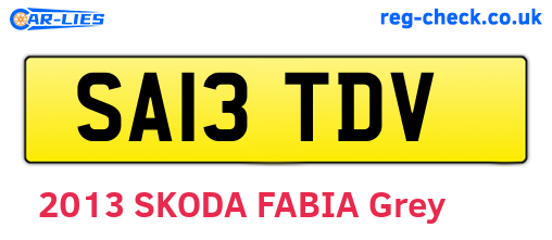 SA13TDV are the vehicle registration plates.