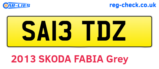 SA13TDZ are the vehicle registration plates.