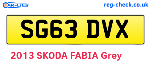 SG63DVX are the vehicle registration plates.