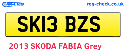 SK13BZS are the vehicle registration plates.