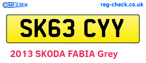 SK63CYY are the vehicle registration plates.