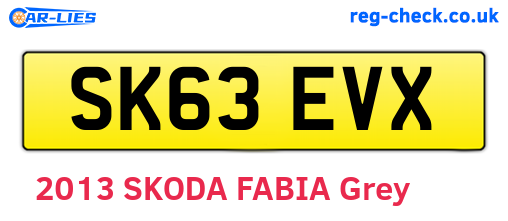 SK63EVX are the vehicle registration plates.