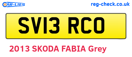 SV13RCO are the vehicle registration plates.