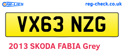 VX63NZG are the vehicle registration plates.
