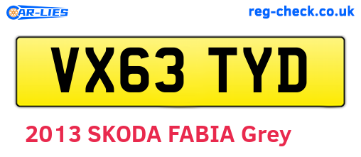 VX63TYD are the vehicle registration plates.