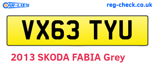 VX63TYU are the vehicle registration plates.