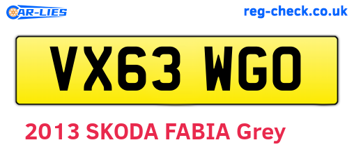 VX63WGO are the vehicle registration plates.