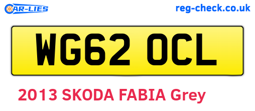 WG62OCL are the vehicle registration plates.