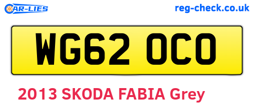 WG62OCO are the vehicle registration plates.