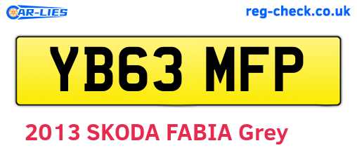 YB63MFP are the vehicle registration plates.