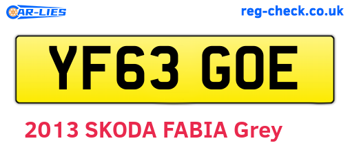 YF63GOE are the vehicle registration plates.