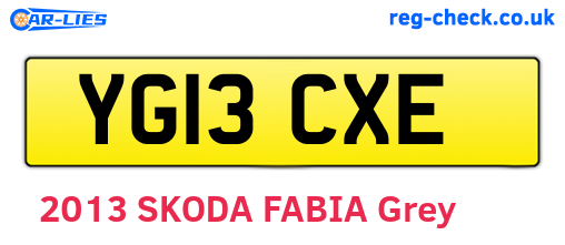 YG13CXE are the vehicle registration plates.