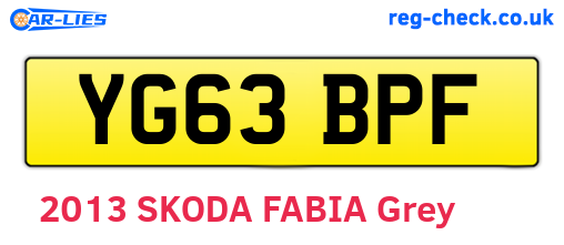 YG63BPF are the vehicle registration plates.