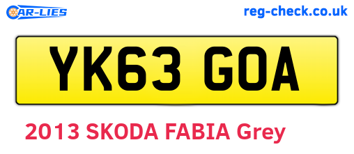 YK63GOA are the vehicle registration plates.