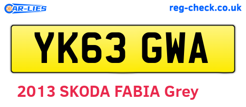 YK63GWA are the vehicle registration plates.