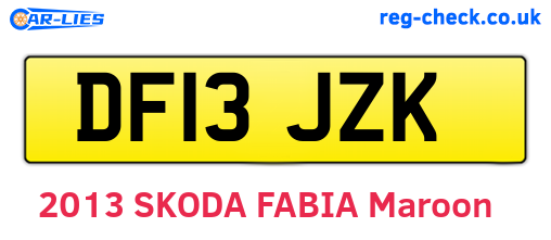 DF13JZK are the vehicle registration plates.