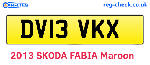 DV13VKX are the vehicle registration plates.