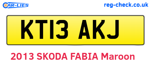 KT13AKJ are the vehicle registration plates.