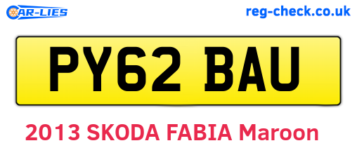 PY62BAU are the vehicle registration plates.