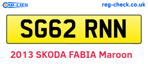 SG62RNN are the vehicle registration plates.