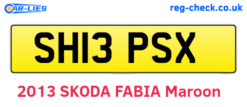 SH13PSX are the vehicle registration plates.