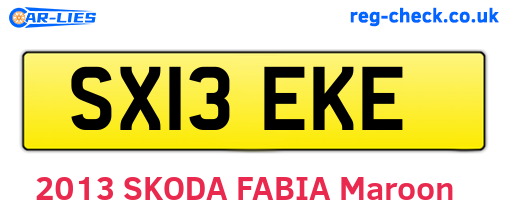 SX13EKE are the vehicle registration plates.
