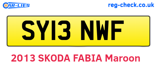 SY13NWF are the vehicle registration plates.