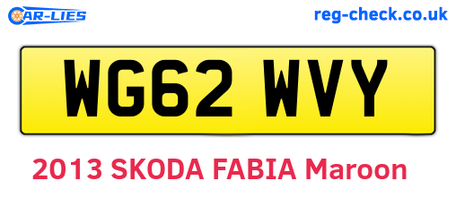 WG62WVY are the vehicle registration plates.