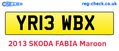 YR13WBX are the vehicle registration plates.