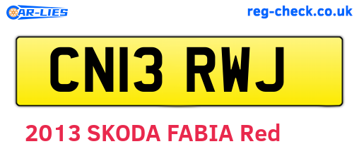 CN13RWJ are the vehicle registration plates.