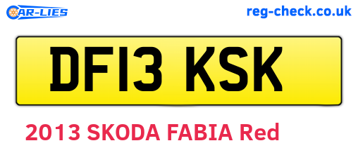 DF13KSK are the vehicle registration plates.