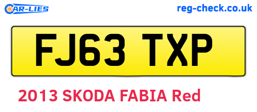 FJ63TXP are the vehicle registration plates.