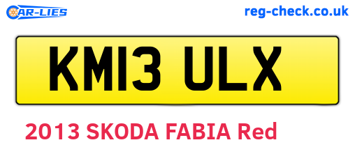 KM13ULX are the vehicle registration plates.