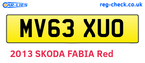 MV63XUO are the vehicle registration plates.
