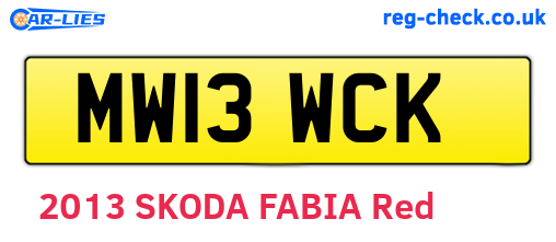 MW13WCK are the vehicle registration plates.