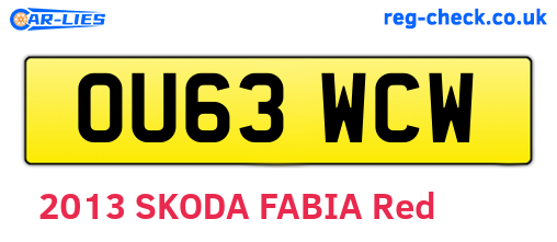 OU63WCW are the vehicle registration plates.