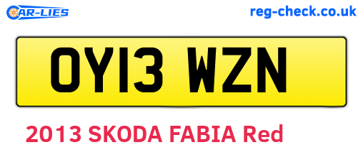 OY13WZN are the vehicle registration plates.