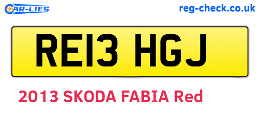 RE13HGJ are the vehicle registration plates.