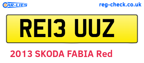 RE13UUZ are the vehicle registration plates.
