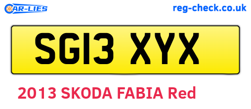SG13XYX are the vehicle registration plates.