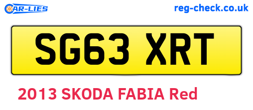 SG63XRT are the vehicle registration plates.