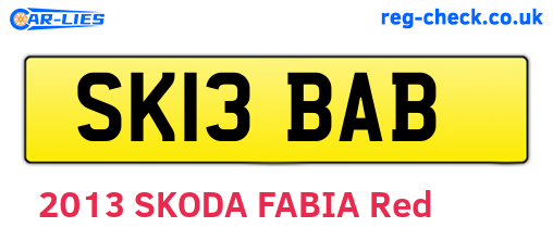 SK13BAB are the vehicle registration plates.
